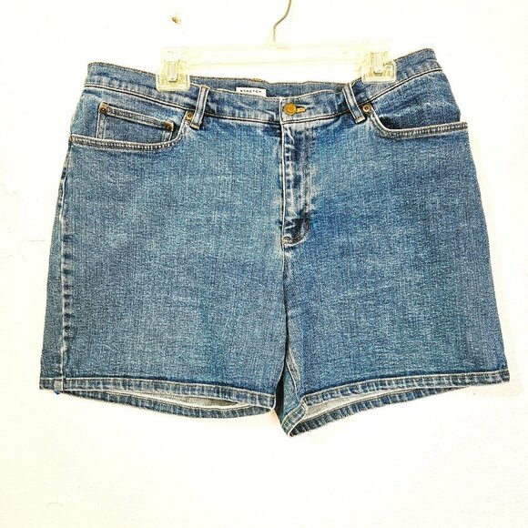 Jones Women's Sport Plus Size Mid Rise Stretch Blue Denim Shorts Size 16 - Picture 1 of 4
